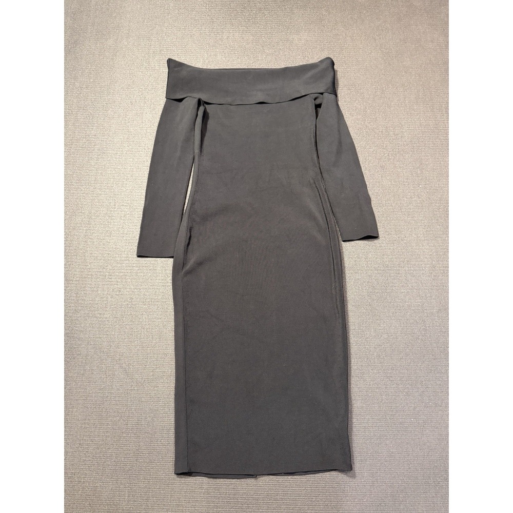 T Alexander Wang Black Body‎ Con Off The Shoulder Dress Long Sleeve Size Small